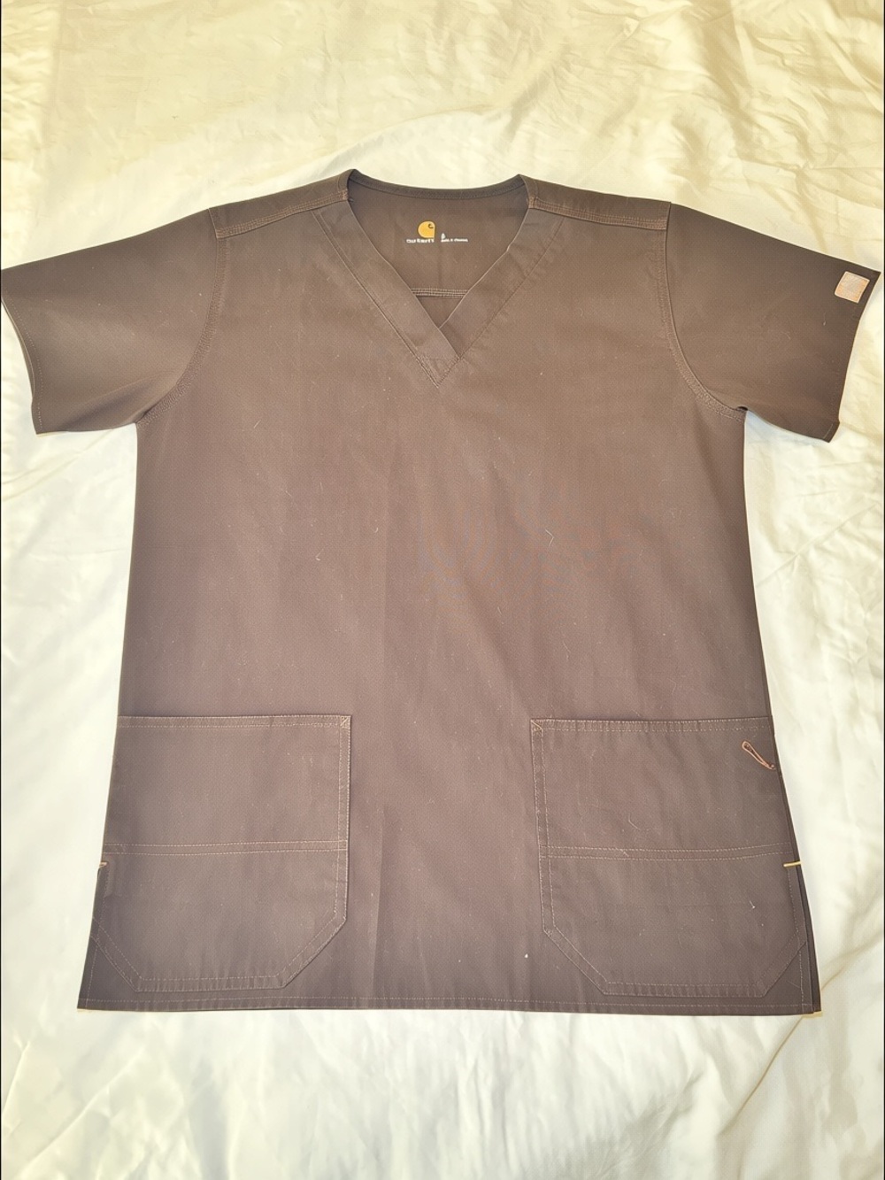 Carhartt Women’s Dark Brown V-Neck Short SleeveScrub Work Top